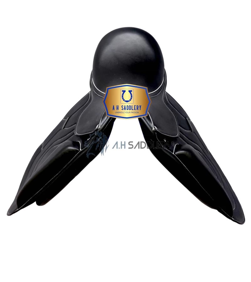 Handmade Leather English Dressage Saddle With Stitching  & Tack Set with Matching Bridle, Reins